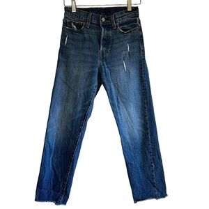 Levi’s high waist straight leg distressed blue jeans size 25 excellent condition